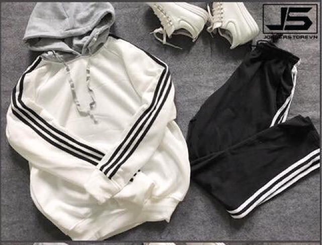 Free Ship_Áo KHOÁC Hoodie BASIC thể thao phối sọc chất nỉ ngoại (Video+ ảnh thật)