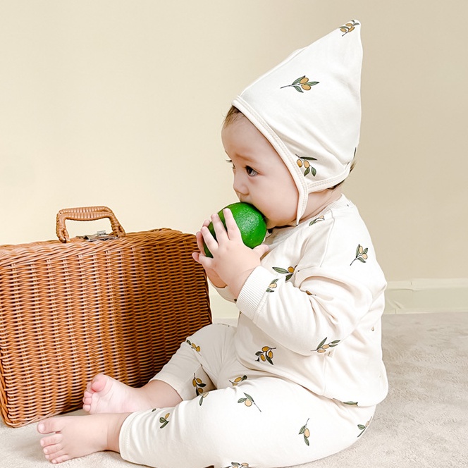 Bộ Đồ Ngủ 2 Món Vải Cotton Tay Dài In Hình Mặt Trăng Dễ Thương Cho Bé Trai