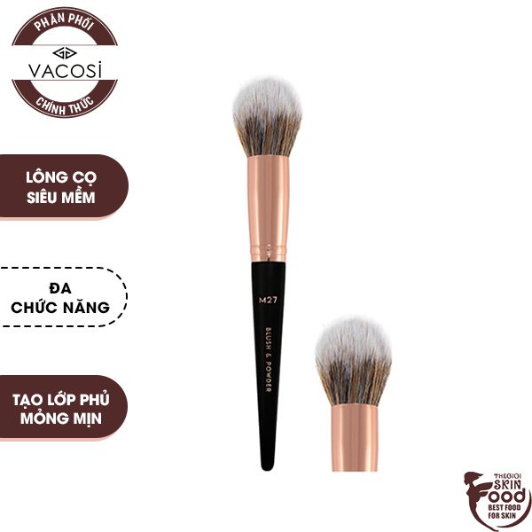 Cọ Phủ Phấn &amp; Má Hồng Đầu Tròn Vacosi Blush &amp; Powder Brush M27