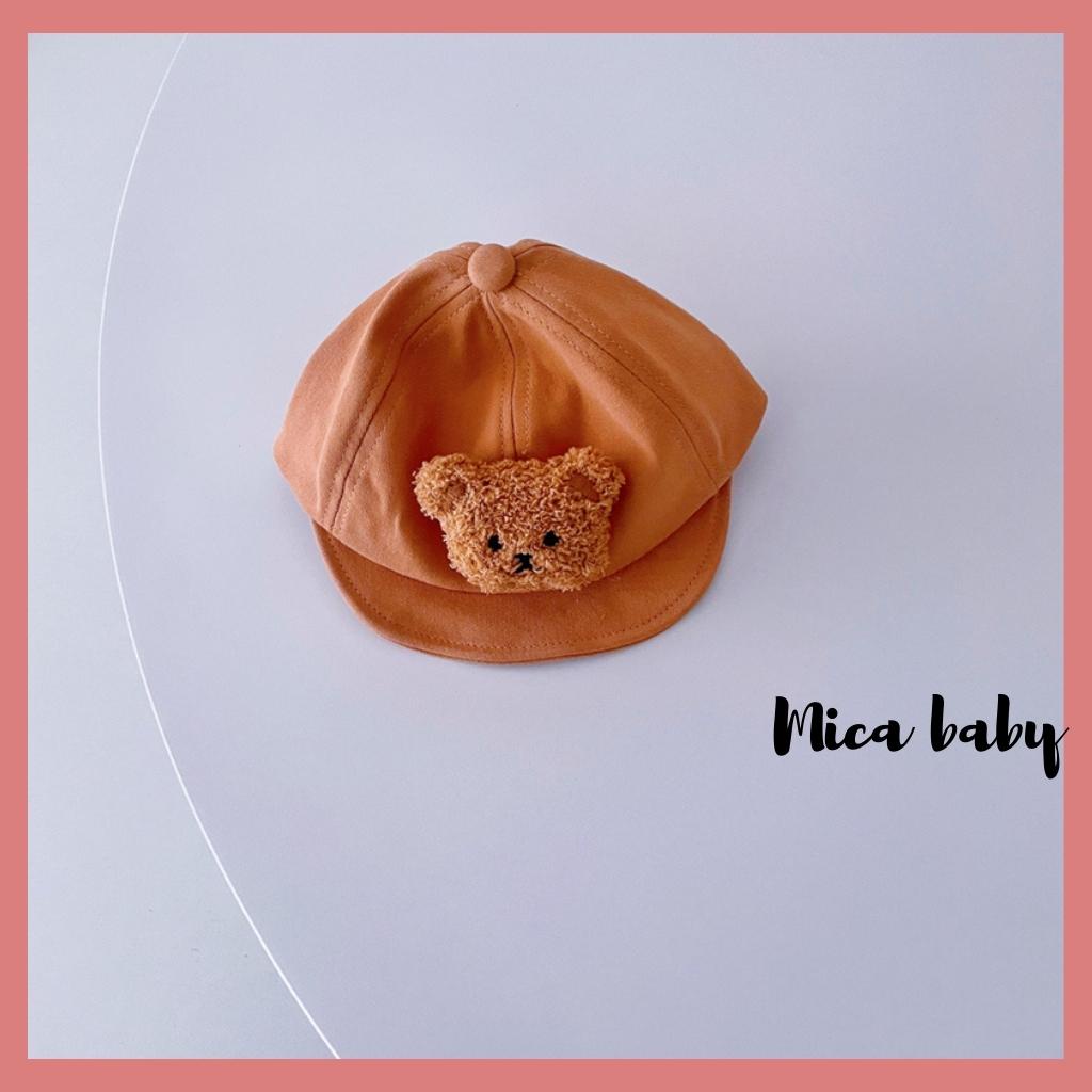 Mũ lưỡi trai mềm đính gấu bông xù dễ thương cho bé MH116 Mica Baby