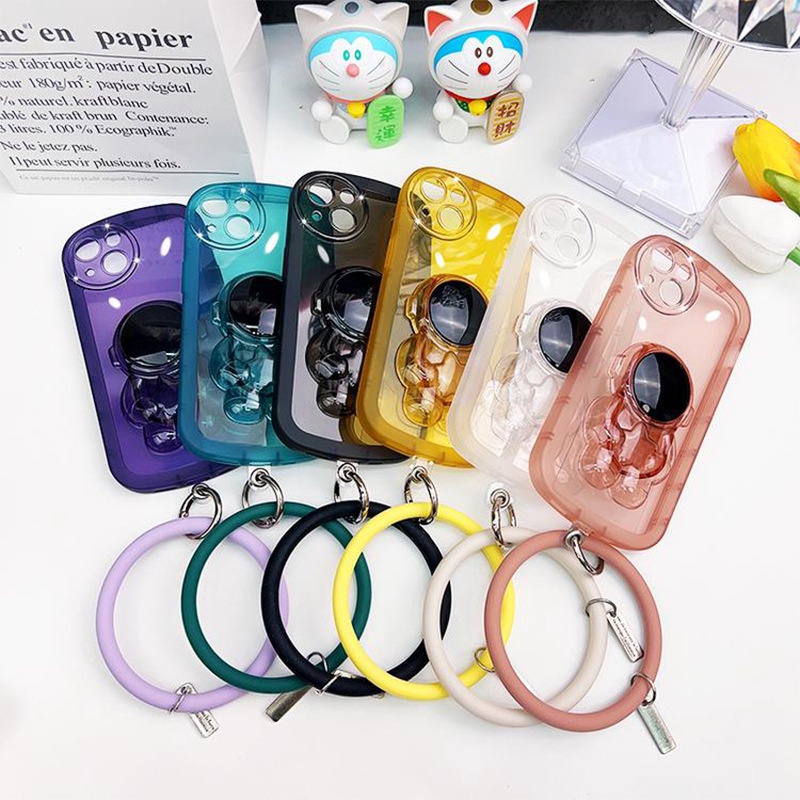 Ốp Điện Thoại Mềm Trong Suốt Hình Phi Hành Gia Có Dây Đeo Cho OPPO A9 A5 2020 A52 A92 Reno 8t 4G 8z 7z 6z 5z 6 5G 4