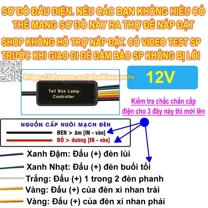 Đèn Led cốp ô tô xe hơi 12v 7 màu nhiều hiệu ứng