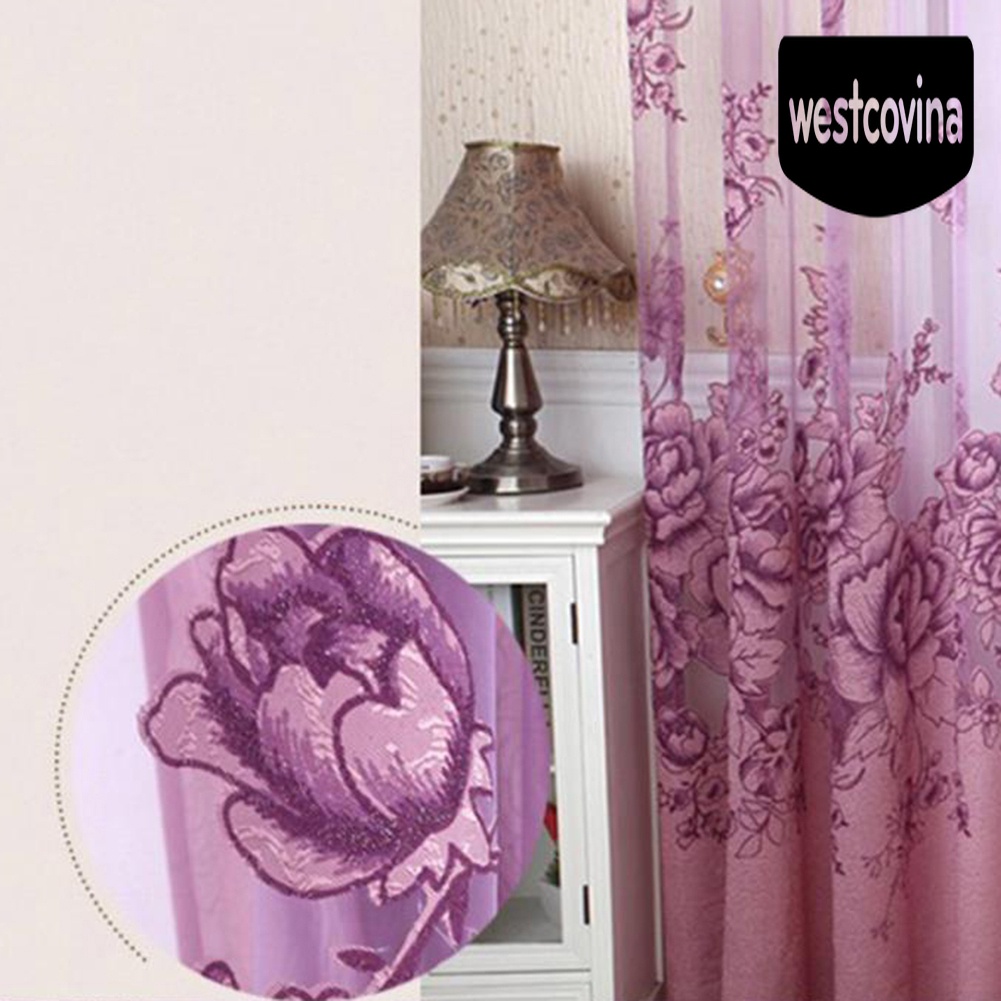 [Hot]☀ Rèm cửa sổ Vải Tuyn Họa Tiết Hoa Trang Trí Phòng Khách / Phòng Ngủ