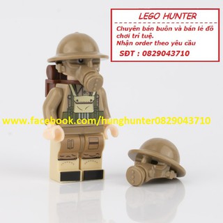 Xếp Hình Army WWII Phụ kiện Lính : Mũ mặt nạ phòng sinh hóa , mũ sắt lính Anh