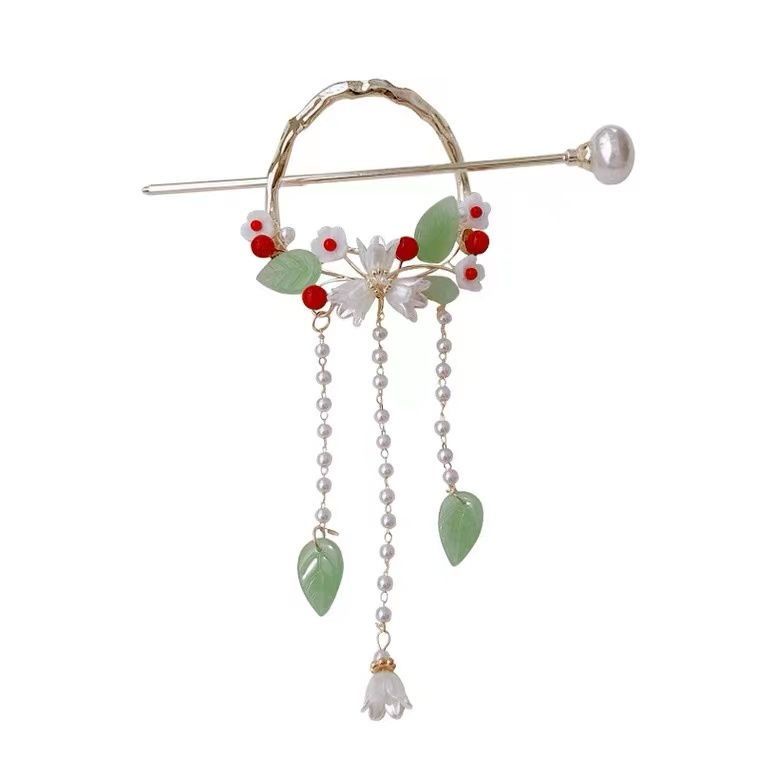 Trâm Cài Tóc Hình Hoa Lan Phối Tua Rua Phong Cách Cổ Điển Thời Trang Cho Nữ