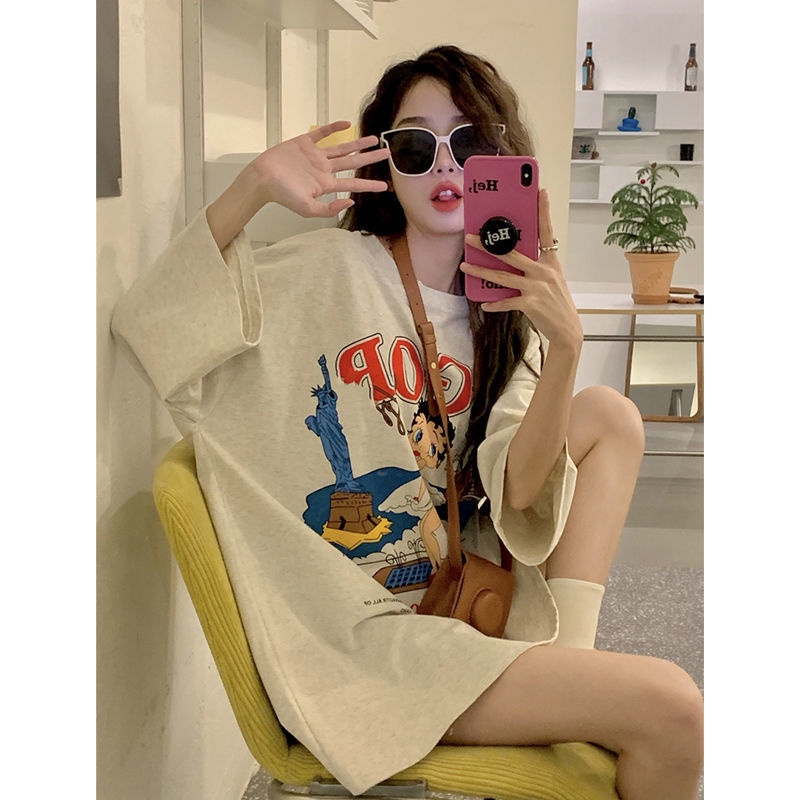 COZOK Áo Thun Tay Ngắn In Họa Tiết Hoạt Hình Phong Cách Retro Dễ Phối Đồ
