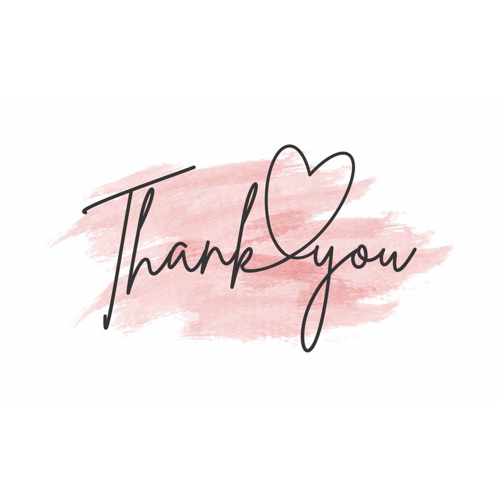 Card thankyou - màu nước  Giấy dày C350 cán màng 2 mặt, màu hồng nhẹ nhàng
