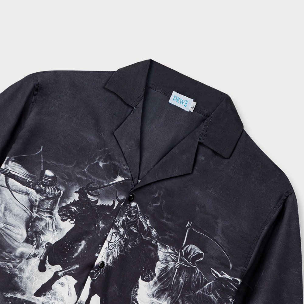 Áo sơ mi ngắn tay Dewens, vải lụa chéo nhập khẩu chống nhắn thoáng mát, hoạ tiết WARRIORS - Dewens Cuban Shirt