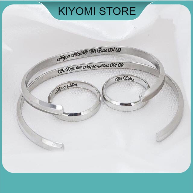 [Mã FAMARAL2 giảm 10K đơn 50K] Vòng Tay Khắc Tên Theo Yêu Cầu Thép Không Rỉ Free size Full Box BH 1 năm KIYOMI STORE