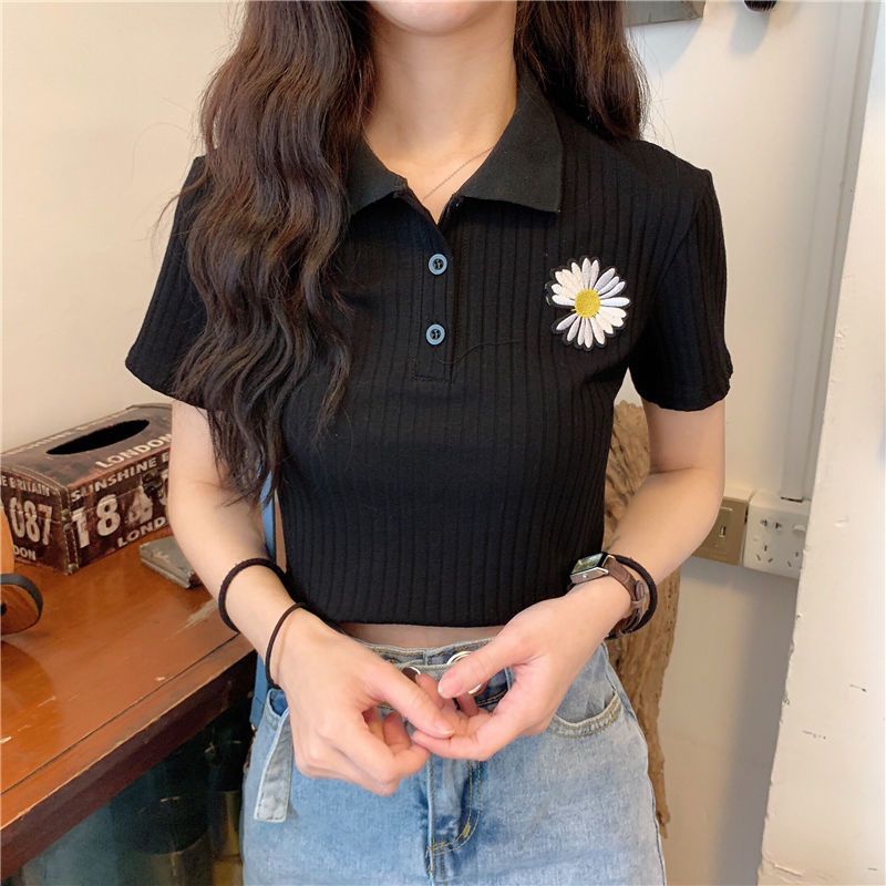 ❤️❤️áo polo Dệt Kim Ngắn Tay Thêu Họa Tiết Thời Trang Mùa Hè Hàn Quốc Cho Nữ | BigBuy360 - bigbuy360.vn