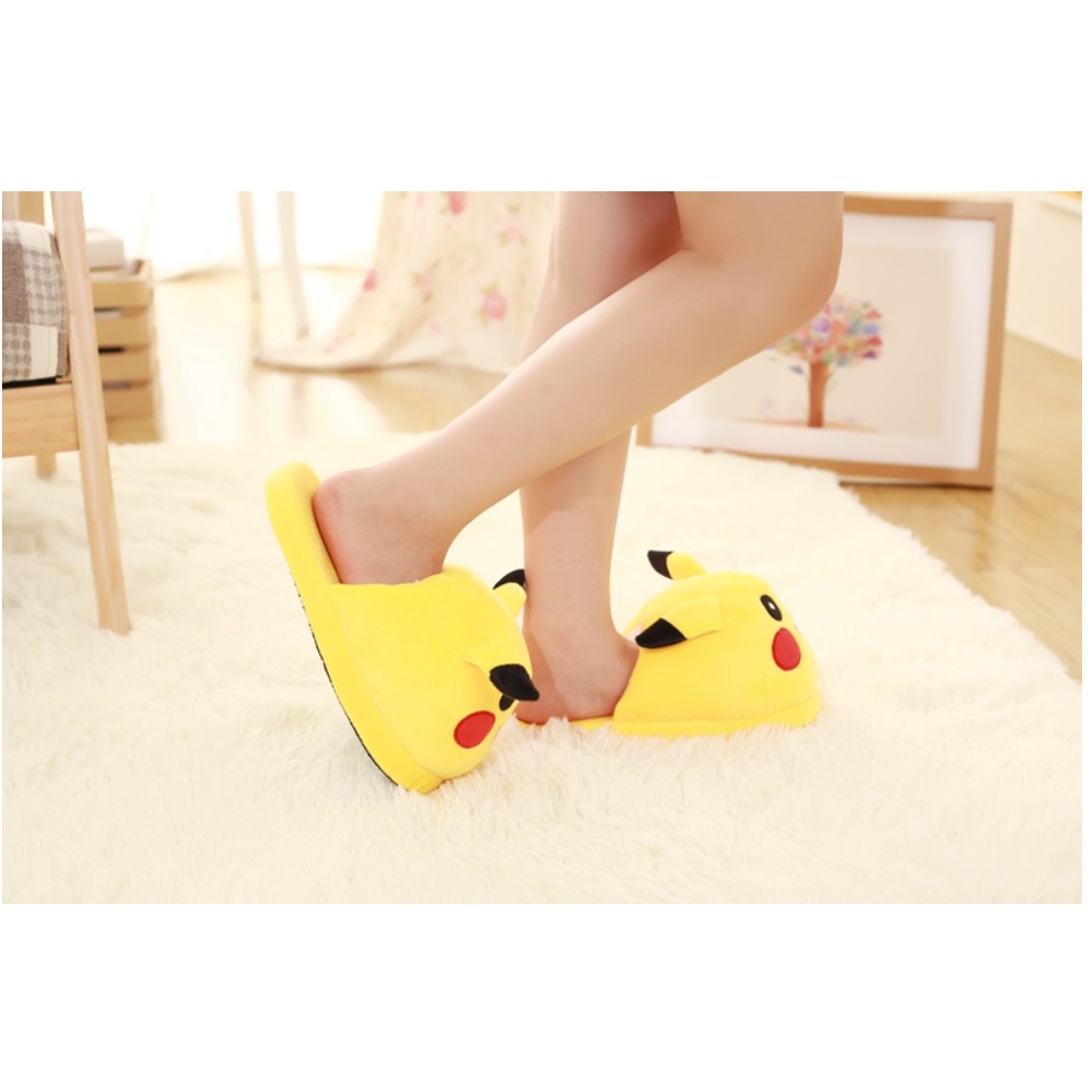 Dép lông đi trong nhà Dép nữ mang văn phòng hình pikachu ngộ nghĩnh