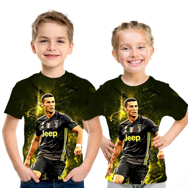 Áo Thun Tay Ngắn In Hình Ronaldo 3D Thời Trang Mùa Hè Dành Cho Bé Gái 2022