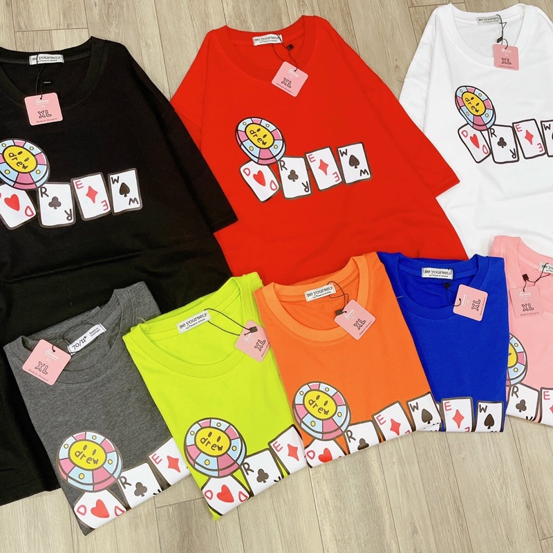Áo Thun PHÔNG NAM NỮ Tay Ngắn UNISEX TẾT BÀI DREW - Hình chụp thật