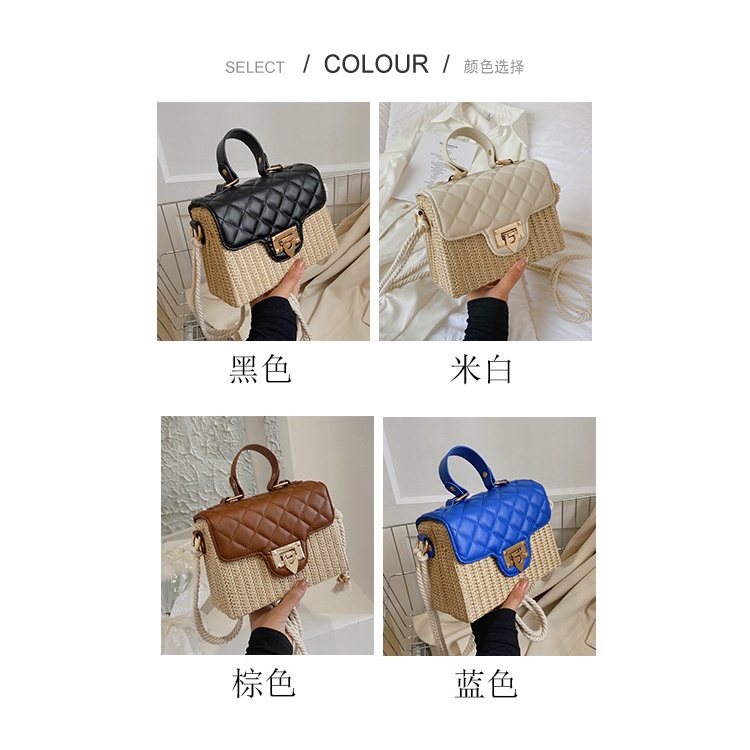 Túi cói JASMIN NOIR Bằng Rơm Có Khóa Dành Cho Nữ