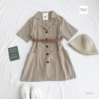 Đầm hàng nút kèm nịt nâu TALY D2228