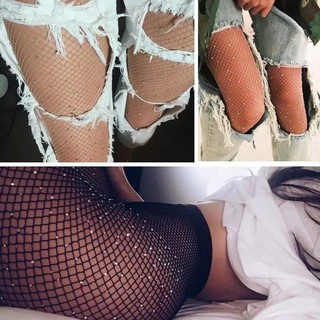 Quần tất lưới co giãn có đính đá pha lê cho nữ