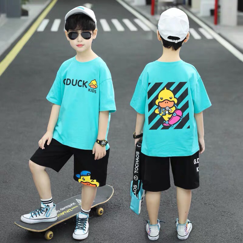 Quần áo trẻ em BABEKIDS,Đồ bộ bé trai cotton hình in Vịt sọc G.DUCK KIDS,thời trang cho trẻ em từ 13đến 50kg