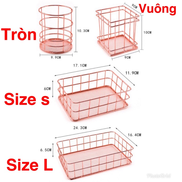 Rổ kim loại rosegold decor