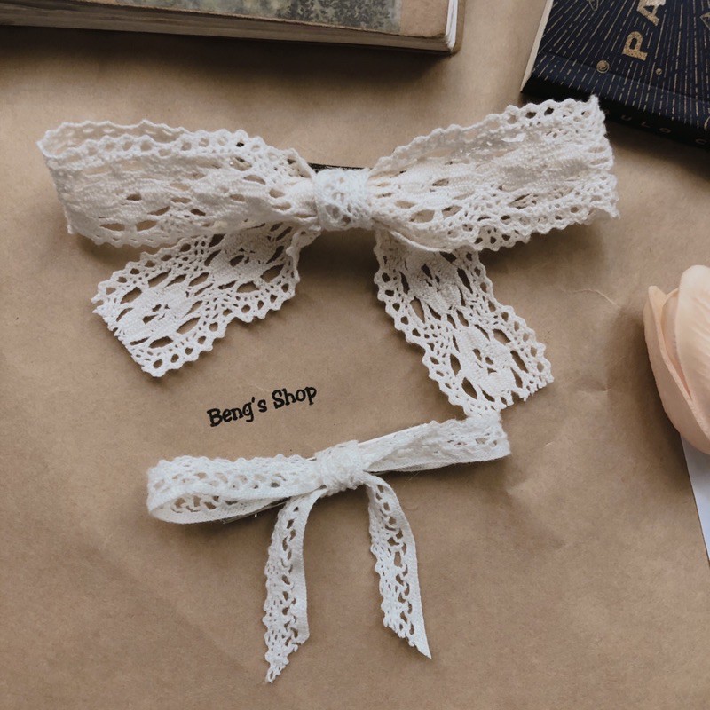 Kẹp nơ ren handmade