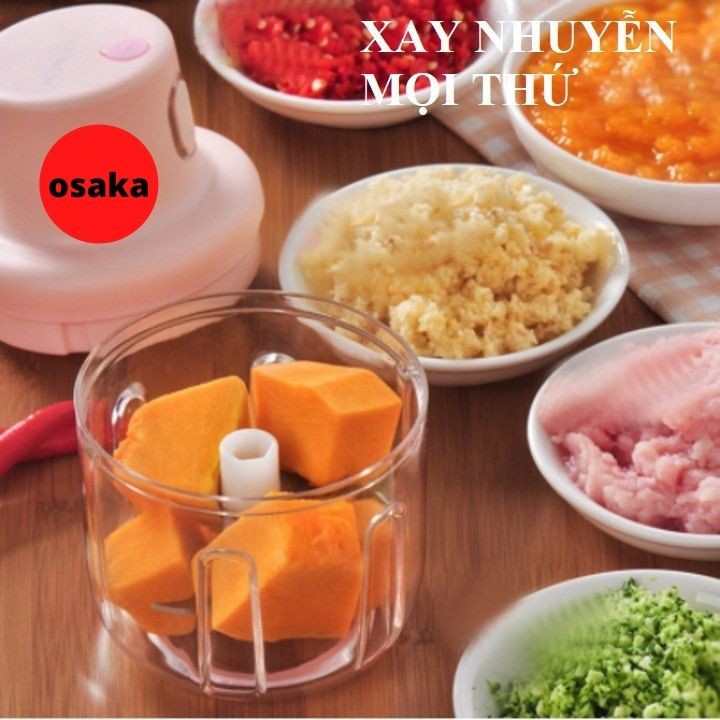 Máy xay mini cầm tay đa năng xay tỏi ớt thịt gia vị hàng nhập khẩu mẫu mới 2021 250ml sạc pin bảo hành 12 tháng