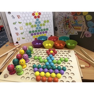 Đồ chơi thông minh Montessori gắp hạt kèm bát kích thích sáng tạo, đồ chơi phát triển trí tuệ.