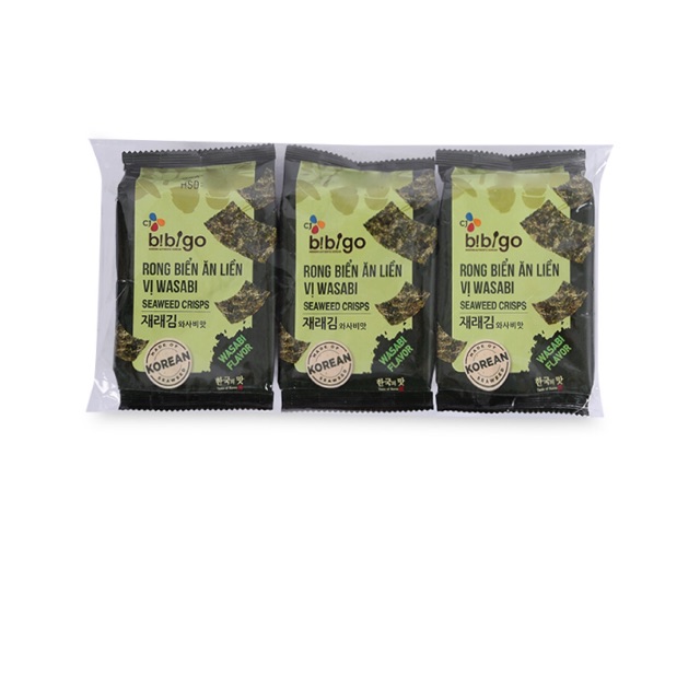 Combo 3 lốc Rong Biển Ăn Liền Bibigo CJ Vị Wasabi ( 3 gói x 5g)