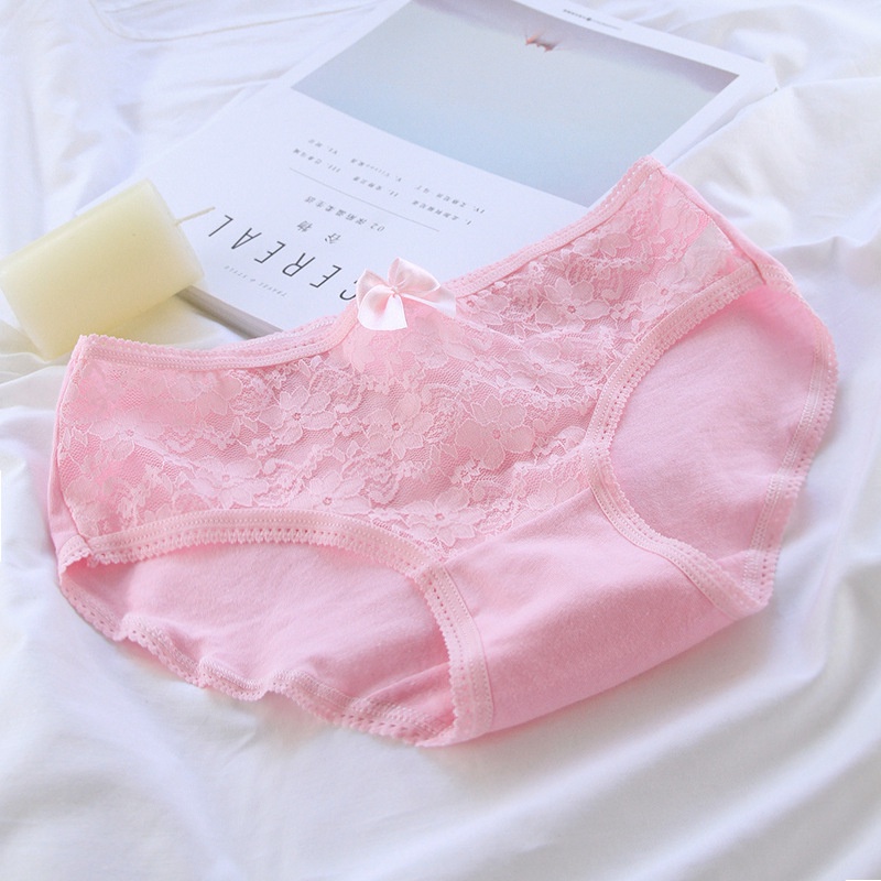 Quần lót cotton mỏng phối ren thoáng khí phong cách retro gợi cảm cho nữ