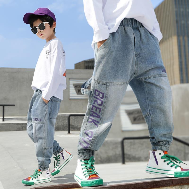 Children wearing jeans pants baby boys 2021 spring and autumn new pants kids baby boys trousers loose kids