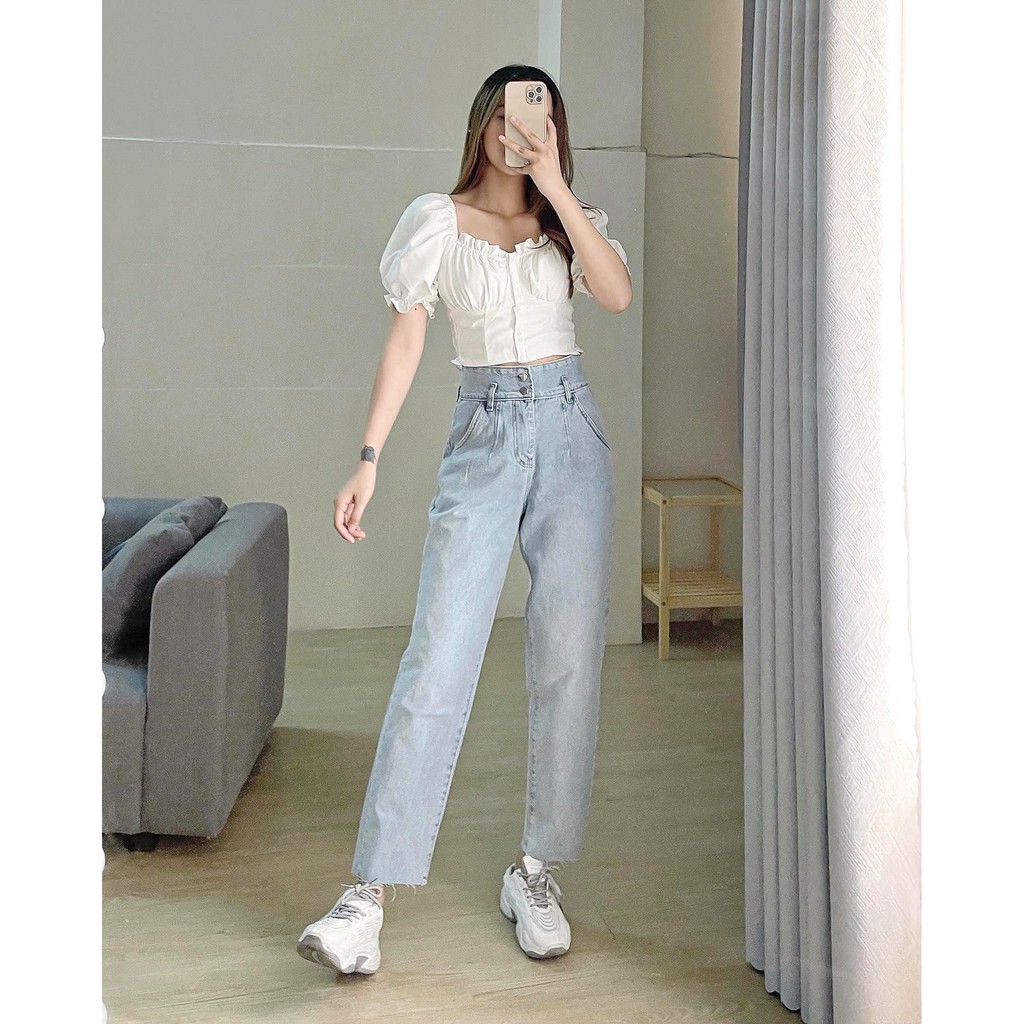 Áo croptop nút tay bồng_CHIBEST_AK001