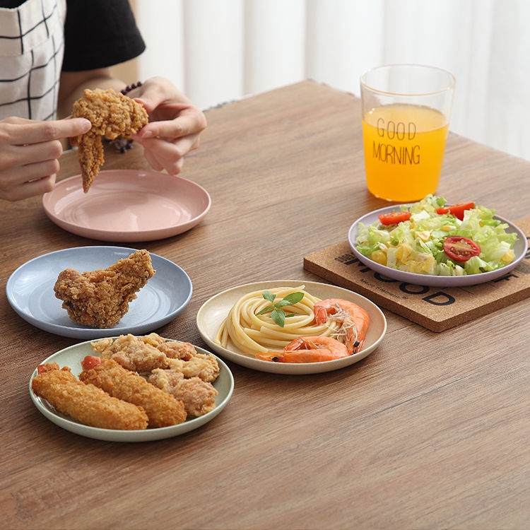 Đĩa Đựng Đồ Ăn Bằng Nhựa Lúa Mạch Chống Sốc Hình Tròn Kiểu Nhật Bản Tiện Dụng