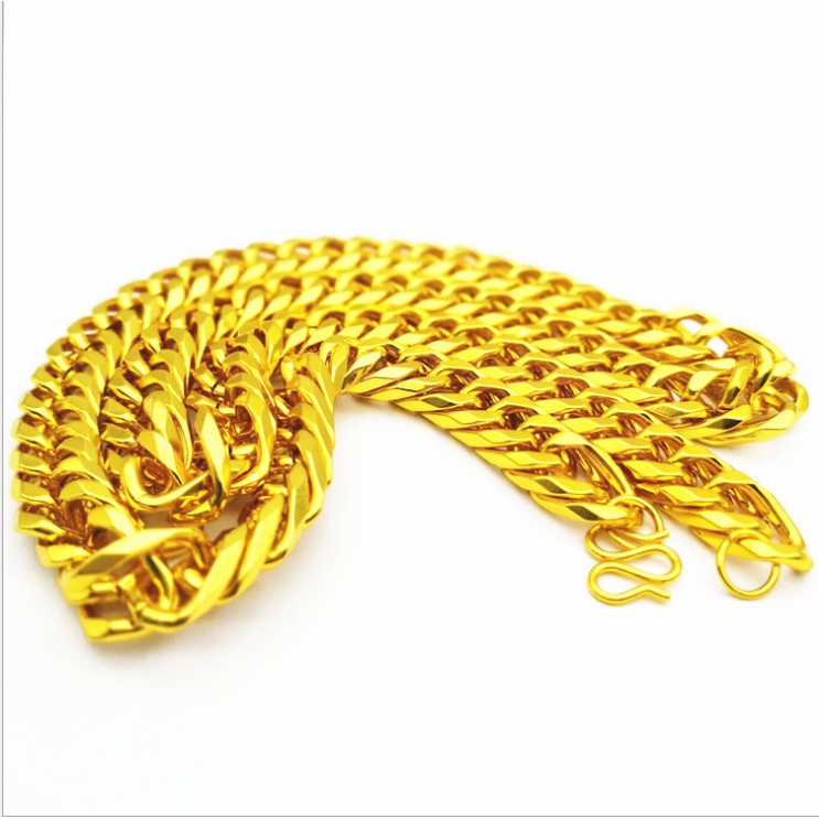 Dây chuyền nam mạ vàng 18k sang chảnh công nghệ mạ không bay màu bản to 5 cây khóa vuông