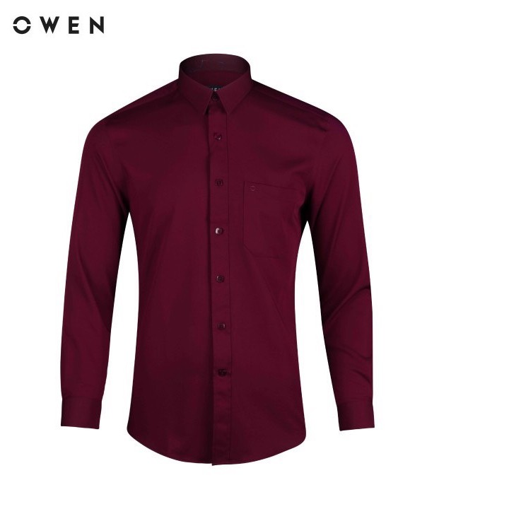 OWEN - Áo sơ mi dài tay Owen regular fit màu đỏ đô AR 80776 | BigBuy360 - bigbuy360.vn