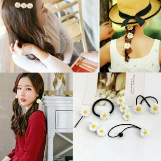 Kẹp tóc, cột tóc hoa cúc thời trang siêu xinh. Có hình chụp thật.
