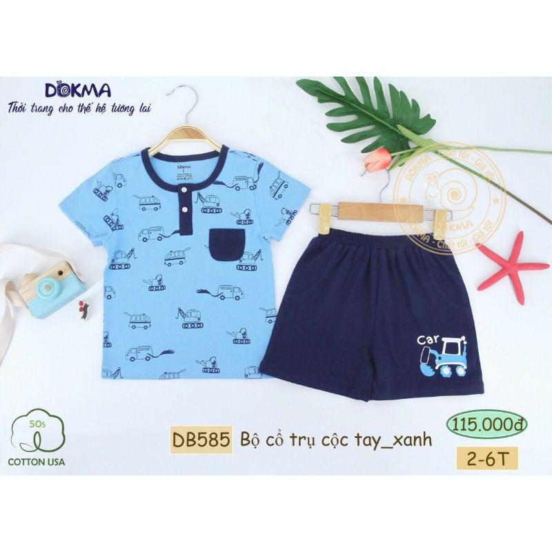 [Mã FAMAYFA2 giảm 10K đơn 50K] Bộ cổ trụ cộc tay bé trai Dokma DB585 (2-6Y)