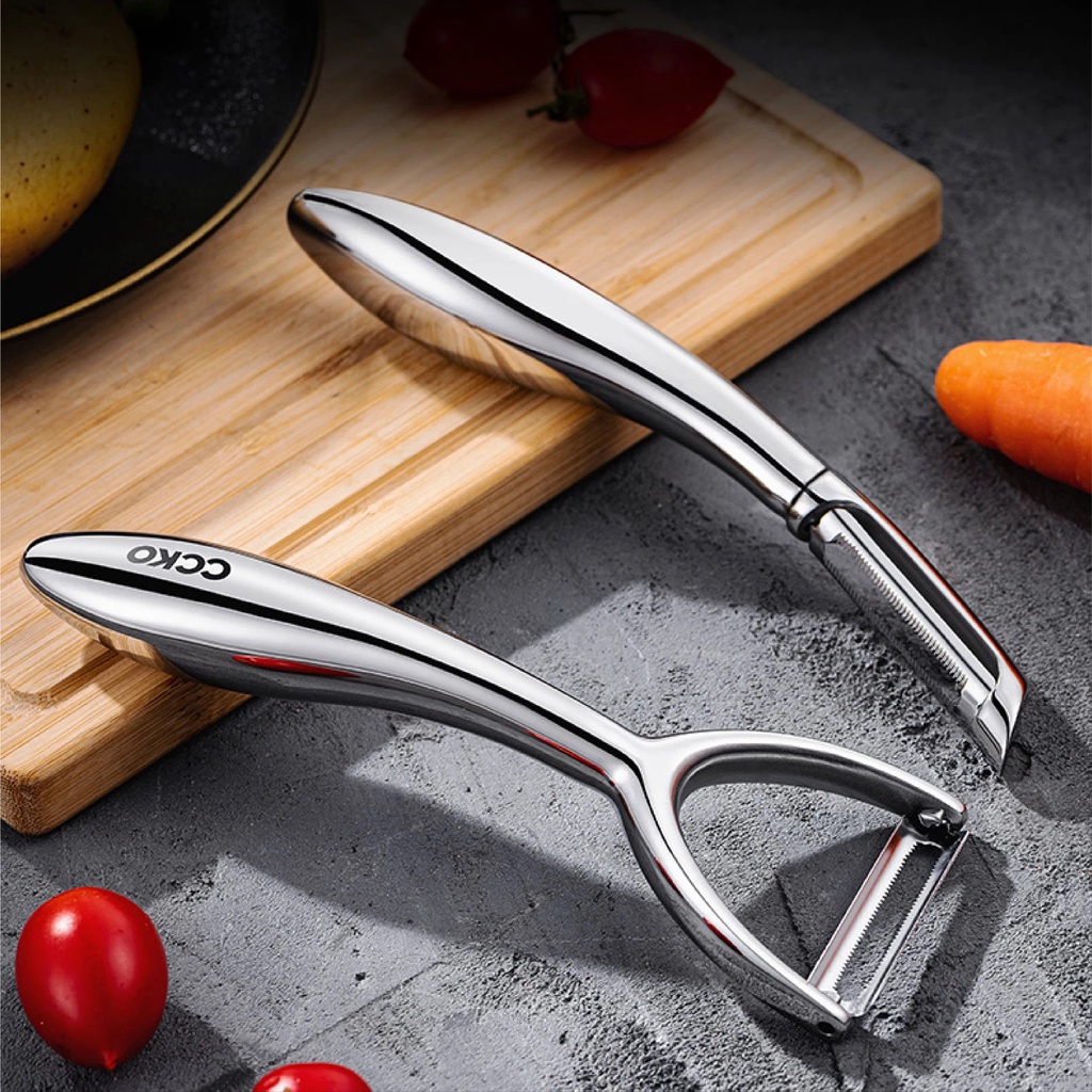 Dao nạo gọt dưa, rau củ inox sáng bóng, lưỡi dao răng cưa cao cấp CCKO