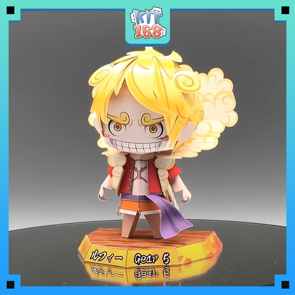 Mô hình giấy Anime Game Chibi Monkey D. Luffy Thần Mặt Trời Nika  ver 9 - One Piece + kit hộp trang trí