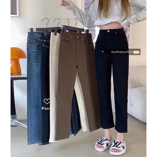  Quần slim baggy jeans nữ ống đứng - Quần bò nữ trơn SIMPLE ưng cao có BIGSIZE quảng châu kèm ảnh thật hàng sẵn 