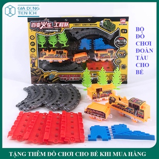 Đồ chơi đoàn tàu xe lửa vui nhộn cho bé, lắp ráp mô hình đường ray xe lửa nhiều chi tiết cho bé trai, bé gái