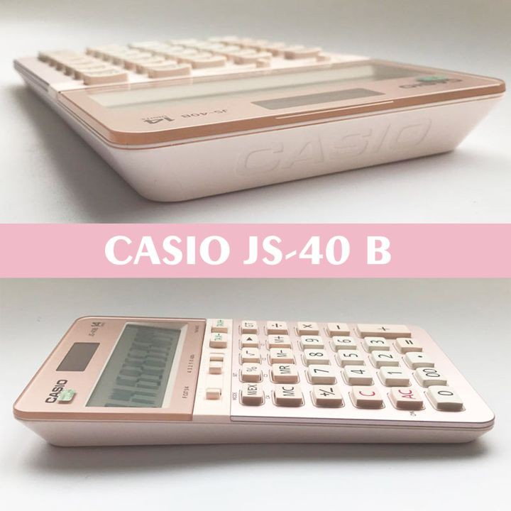 Máy tính Casio JS-40B Màu hồng Cao Cấp Cho Kế Toán Chuyên Nghiệp BH 7 năm