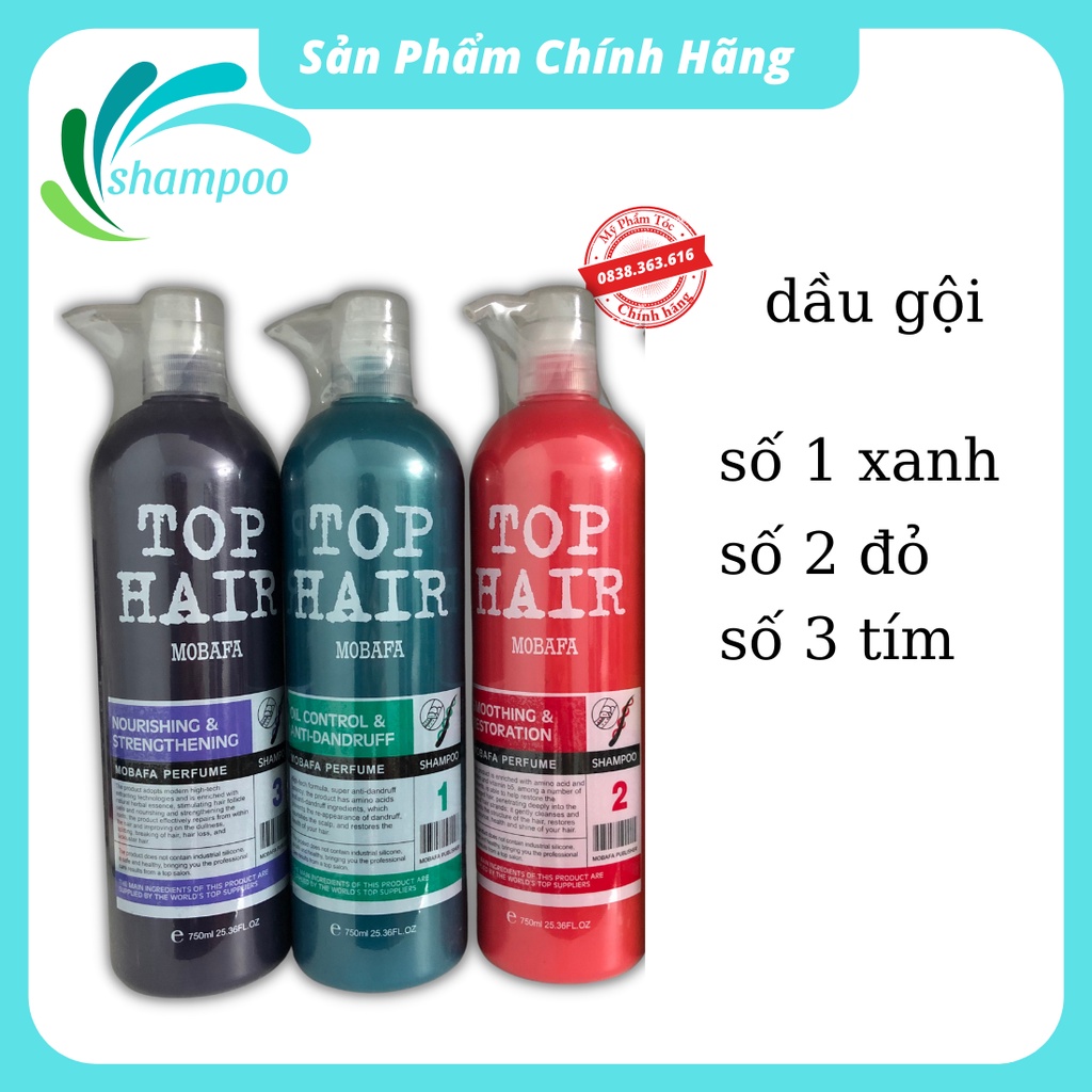 Cặp dầu gội xả collagen Top Hair Mobafa 750ml phục hồi siêu mượt dành cho cả nam nữ