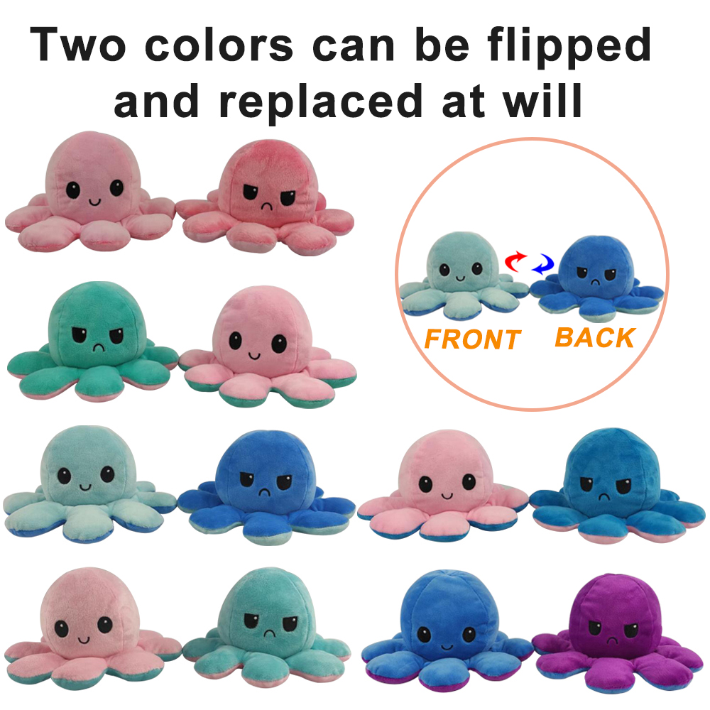 [Mã TOYTET32 giảm 15% đơn 99K] [Mua 5 & giảm 2%] 20CM Reversible Octopus two color Bạch tuộc nhồi bông cảm xúc