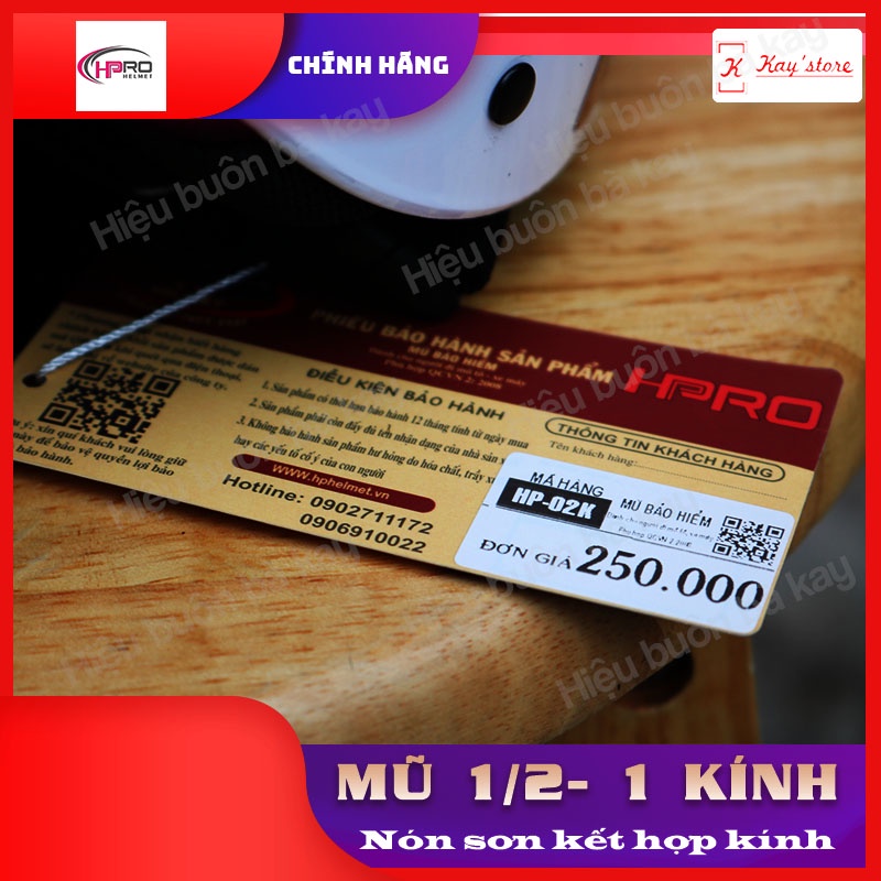 Mũ, nón bảo hiểm sơn HP 02K - 1 kính dành cho nam và nữ