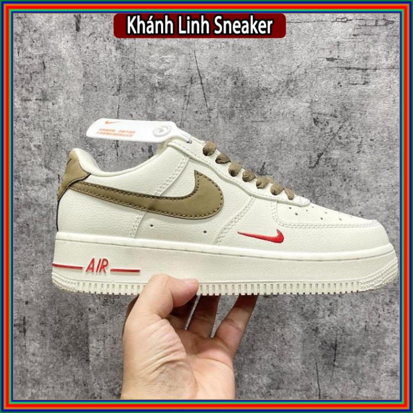 Giày thể thao nike_AF1 vệt nâu, Giày sneaker air force 1 low premium white brown nam nữ cực chất dễ phối đồ 2021