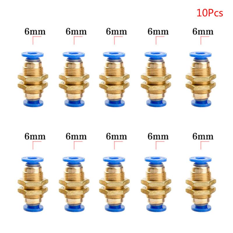 Ống Nối Khí Nén Một Chạm Bằng Đồng Thau 6mm 10mm OD