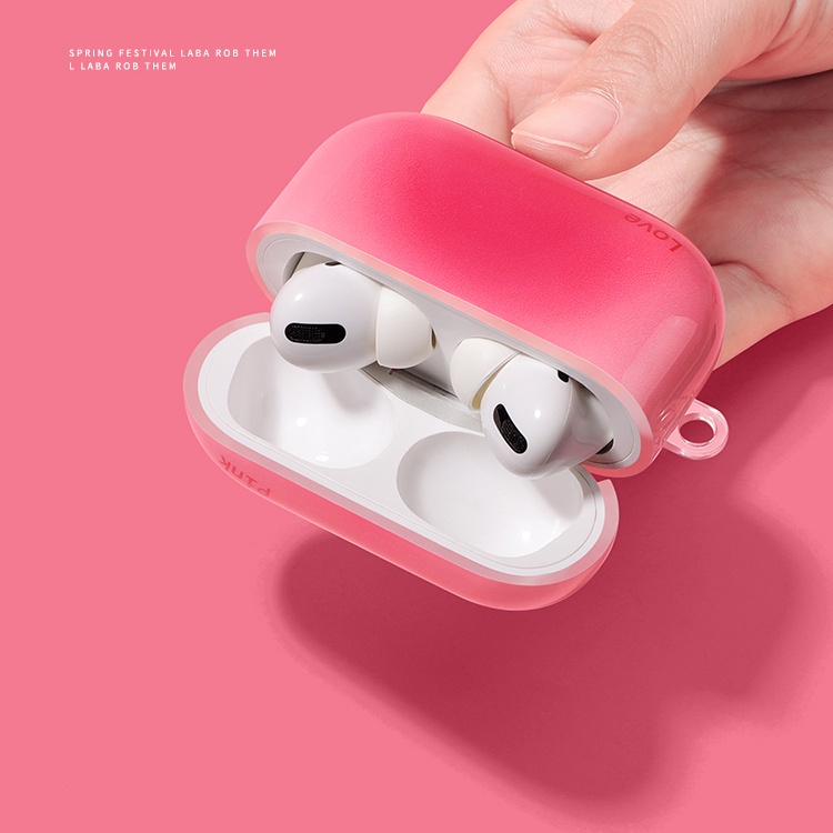 Vỏ Bảo Vệ Hộp Sạc Tai Nghe AirPods 1 2 Pro 3 Pro 3 Hình Quả Đào Màu Gradient Sáng Bóng Chống Rơi Kèm Móc Khóa