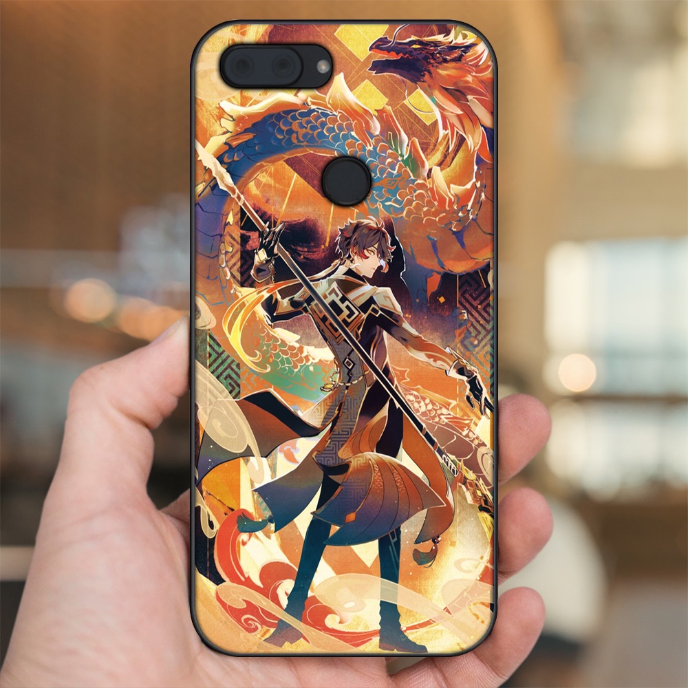 Ốp lưng Xiaomi Mi 8 Lite viền đen in hình Zhongli Genshin Impact