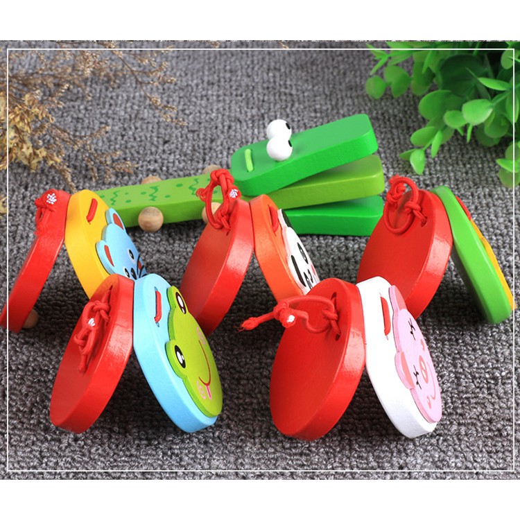 Bộ gõ nhạc đôi hình thú - đồ chơi gỗ - Baby Toys - dochoigo022