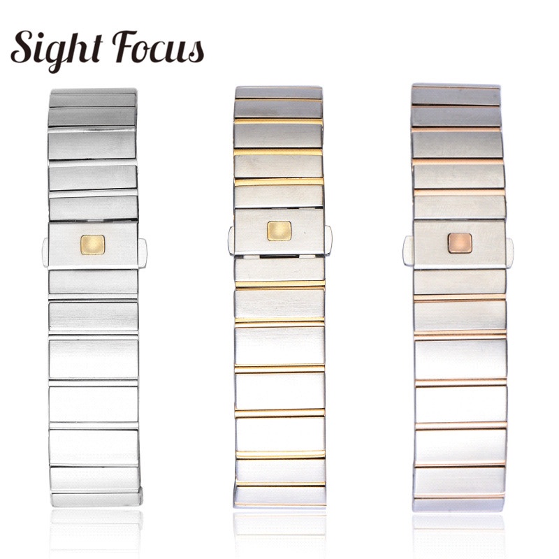 15mm 17mm 18mm 23mm 25mm Notch End Dây đeo đồng hồ thay thế bằng thép không gỉ cho Omega Constellation Double Eagle Watch Band Dây đeo mặt lõm cho nam và nữ