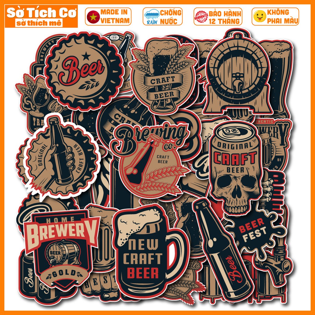 Vintage Beer dán điện thoại, laptop, mũ bảo hiểm, guitar, vali MSP: V05