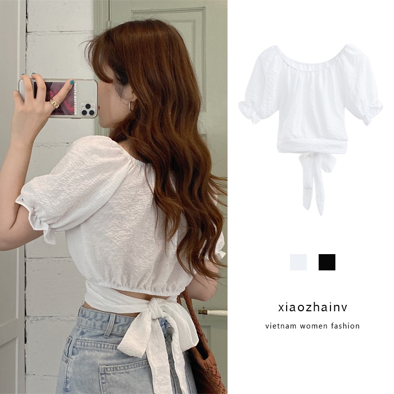 Xiaozhainv Áo Croptop Tay Phồng Quyến Rũ Thời Trang Mùa Hè Cho Nữ